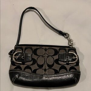 Coach Black and Brown Patterned Wristlet